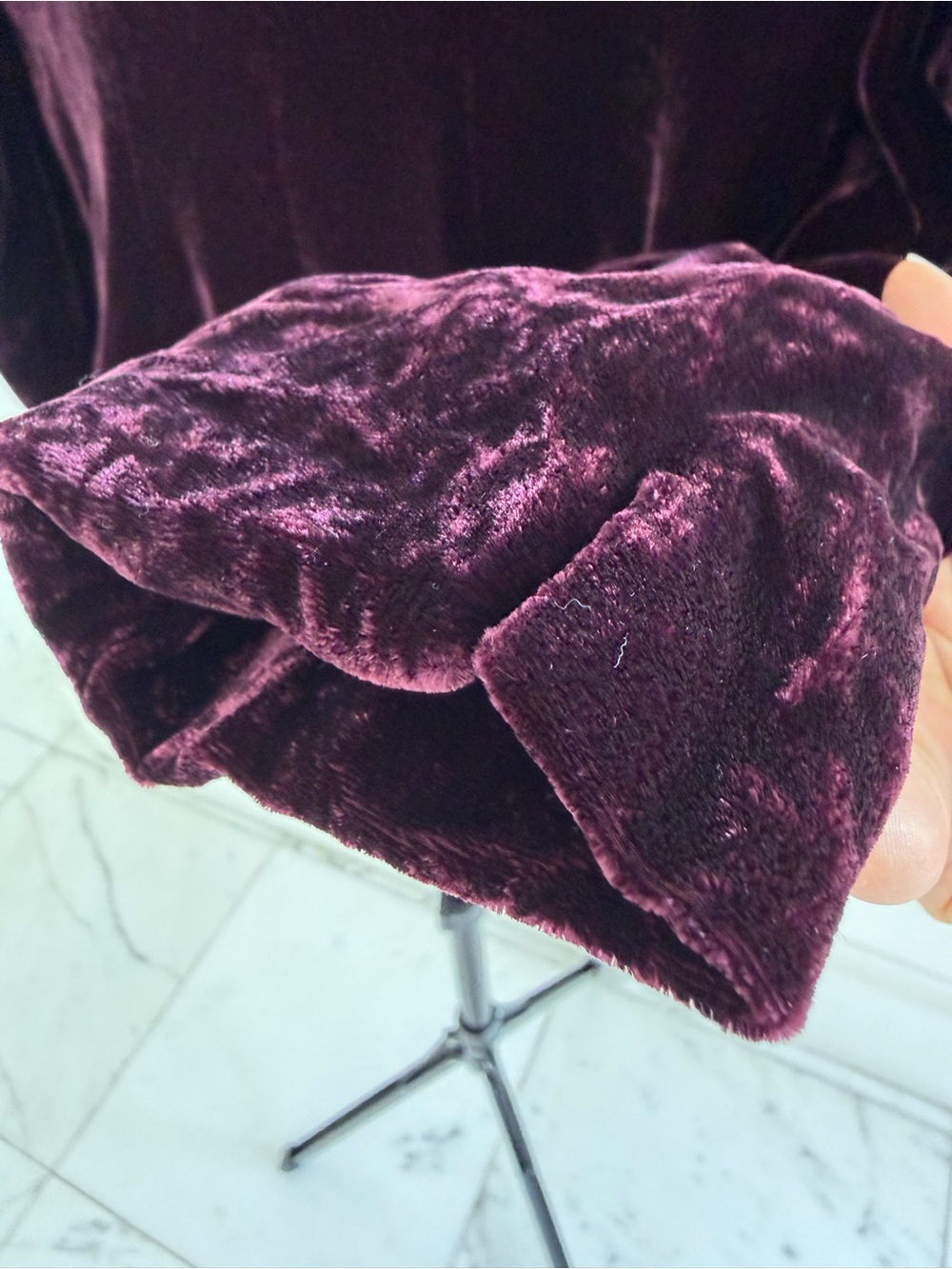 Ralph Lauren Velvet Button-Down Shirt in Deep Plum - Picture 6 of 11